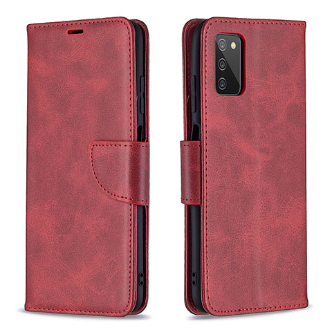 Custodia Portafoglio In Pelle Cover con Supporto B04F per Samsung Galaxy A03s Rosso