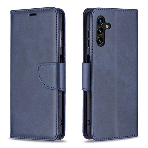 Custodia Portafoglio In Pelle Cover con Supporto B04F per Samsung Galaxy A04s Blu