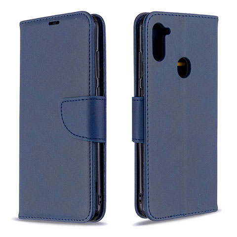 Custodia Portafoglio In Pelle Cover con Supporto B04F per Samsung Galaxy A11 Blu