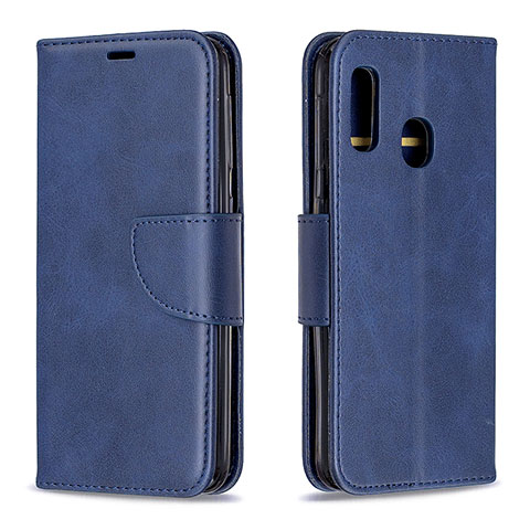 Custodia Portafoglio In Pelle Cover con Supporto B04F per Samsung Galaxy A20e Blu