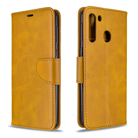 Custodia Portafoglio In Pelle Cover con Supporto B04F per Samsung Galaxy A21 Marrone Chiaro