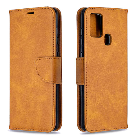 Custodia Portafoglio In Pelle Cover con Supporto B04F per Samsung Galaxy A21s Marrone Chiaro