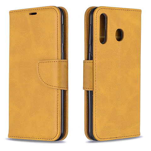 Custodia Portafoglio In Pelle Cover con Supporto B04F per Samsung Galaxy M30 Marrone Chiaro