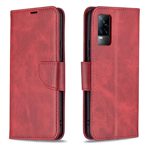 Custodia Portafoglio In Pelle Cover con Supporto B04F per Vivo V21e 4G Rosso