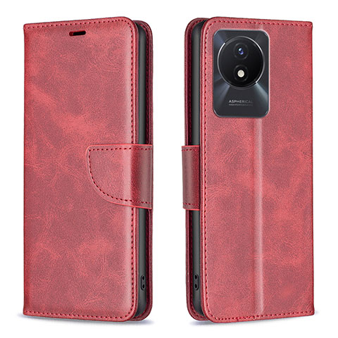 Custodia Portafoglio In Pelle Cover con Supporto B04F per Vivo Y02A Rosso