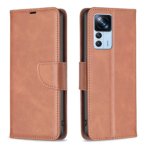 Custodia Portafoglio In Pelle Cover con Supporto B04F per Xiaomi Mi 12T 5G Marrone