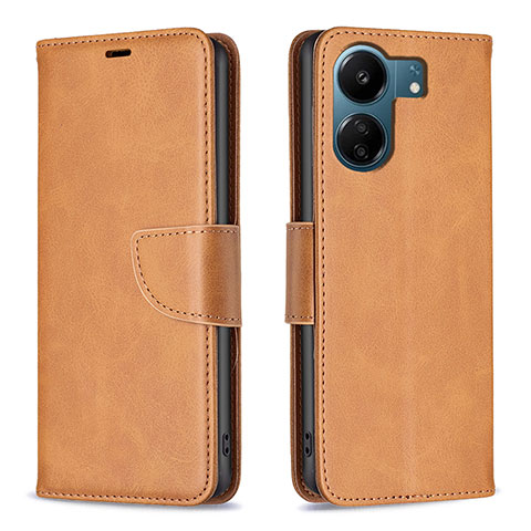 Custodia Portafoglio In Pelle Cover con Supporto B04F per Xiaomi Poco C65 Marrone Chiaro