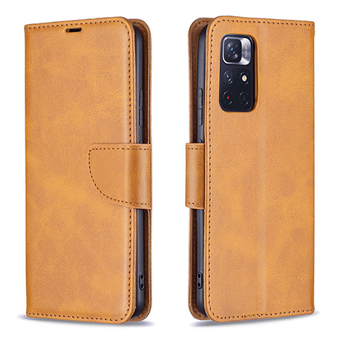 Custodia Portafoglio In Pelle Cover con Supporto B04F per Xiaomi Poco M4 Pro 5G Marrone Chiaro