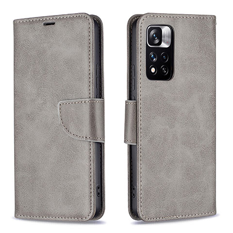 Custodia Portafoglio In Pelle Cover con Supporto B04F per Xiaomi Poco X4 NFC Grigio