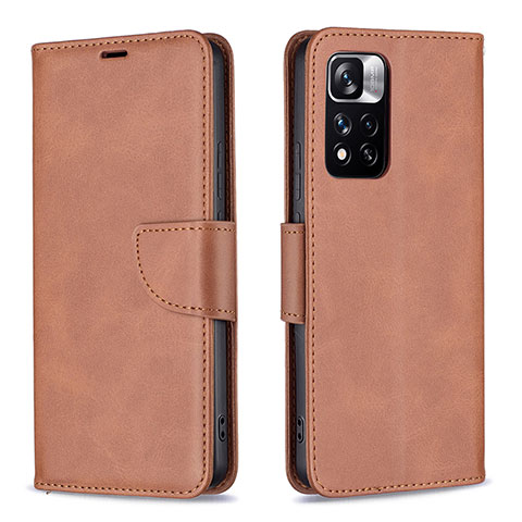 Custodia Portafoglio In Pelle Cover con Supporto B04F per Xiaomi Poco X4 NFC Marrone