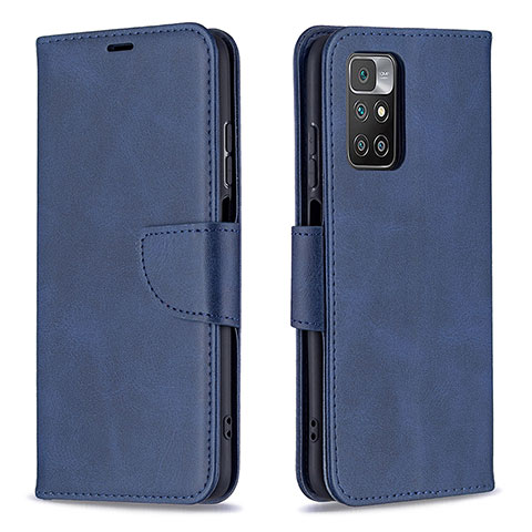 Custodia Portafoglio In Pelle Cover con Supporto B04F per Xiaomi Redmi 10 (2022) Blu