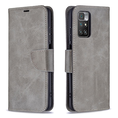 Custodia Portafoglio In Pelle Cover con Supporto B04F per Xiaomi Redmi 10 (2022) Grigio