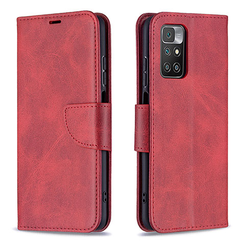 Custodia Portafoglio In Pelle Cover con Supporto B04F per Xiaomi Redmi 10 (2022) Rosso