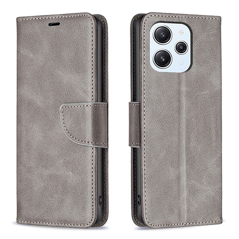 Custodia Portafoglio In Pelle Cover con Supporto B04F per Xiaomi Redmi 12 4G Grigio