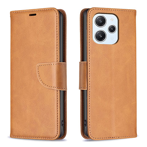 Custodia Portafoglio In Pelle Cover con Supporto B04F per Xiaomi Redmi 12 4G Marrone Chiaro