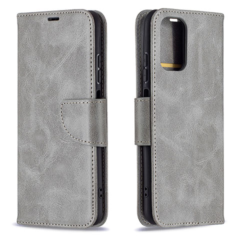 Custodia Portafoglio In Pelle Cover con Supporto B04F per Xiaomi Redmi Note 10 4G Grigio