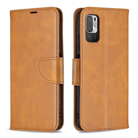 Custodia Portafoglio In Pelle Cover con Supporto B04F per Xiaomi Redmi Note 10T 5G Marrone Chiaro