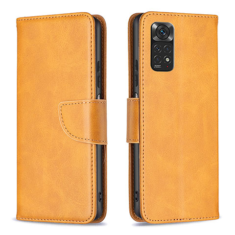 Custodia Portafoglio In Pelle Cover con Supporto B04F per Xiaomi Redmi Note 11 4G (2022) Marrone Chiaro