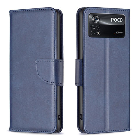 Custodia Portafoglio In Pelle Cover con Supporto B04F per Xiaomi Redmi Note 11E Pro 5G Blu