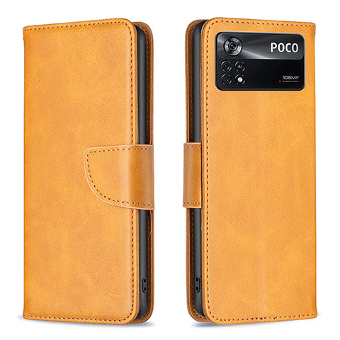 Custodia Portafoglio In Pelle Cover con Supporto B04F per Xiaomi Redmi Note 11E Pro 5G Marrone Chiaro