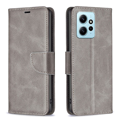 Custodia Portafoglio In Pelle Cover con Supporto B04F per Xiaomi Redmi Note 12 4G Grigio