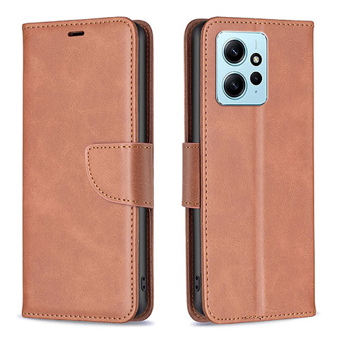 Custodia Portafoglio In Pelle Cover con Supporto B04F per Xiaomi Redmi Note 12 4G Marrone