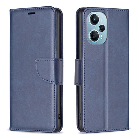 Custodia Portafoglio In Pelle Cover con Supporto B04F per Xiaomi Redmi Note 12 Turbo 5G Blu