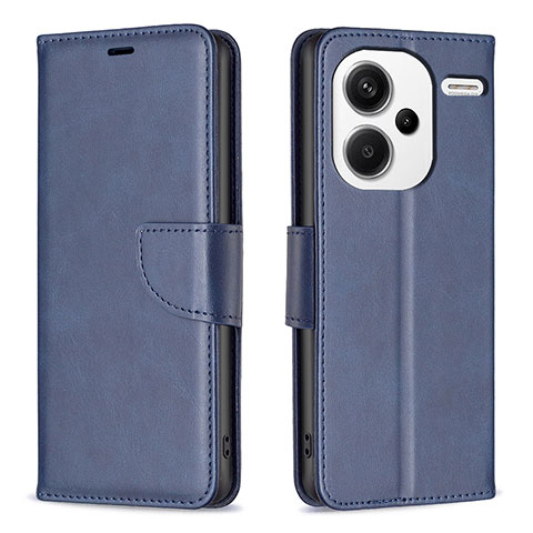 Custodia Portafoglio In Pelle Cover con Supporto B04F per Xiaomi Redmi Note 13 Pro+ Plus 5G Blu