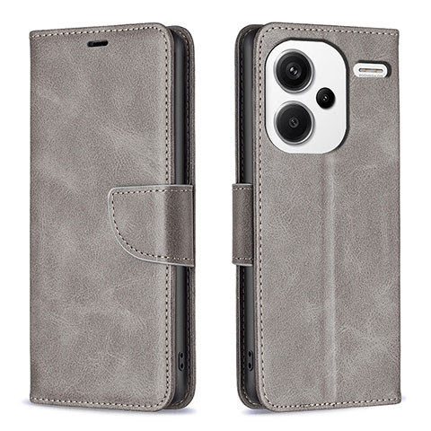 Custodia Portafoglio In Pelle Cover con Supporto B04F per Xiaomi Redmi Note 13 Pro+ Plus 5G Grigio