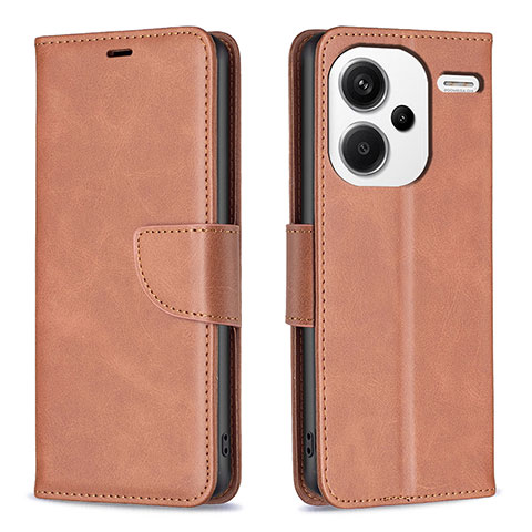 Custodia Portafoglio In Pelle Cover con Supporto B04F per Xiaomi Redmi Note 13 Pro+ Plus 5G Marrone