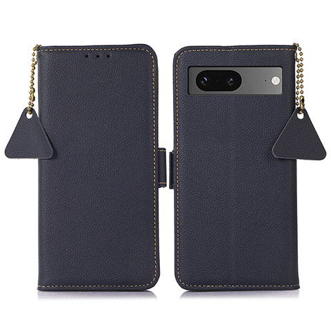 Custodia Portafoglio In Pelle Cover con Supporto B04H per Google Pixel 7 5G Blu