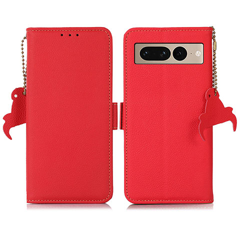 Custodia Portafoglio In Pelle Cover con Supporto B04H per Google Pixel 7 Pro 5G Rosso