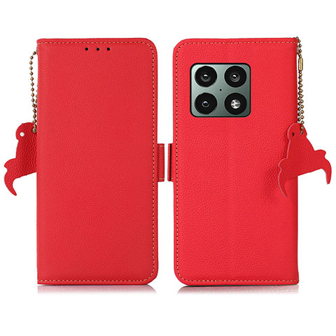 Custodia Portafoglio In Pelle Cover con Supporto B04H per OnePlus 10 Pro 5G Rosso