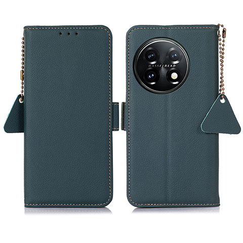 Custodia Portafoglio In Pelle Cover con Supporto B04H per OnePlus 11 5G Verde