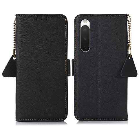 Custodia Portafoglio In Pelle Cover con Supporto B04H per Sony Xperia 10 V Nero