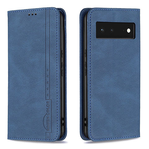 Custodia Portafoglio In Pelle Cover con Supporto B05F per Google Pixel 6 5G Blu