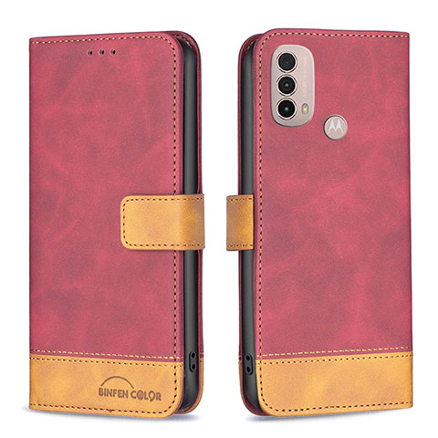 Custodia Portafoglio In Pelle Cover con Supporto B05F per Motorola Moto E40 Rosso