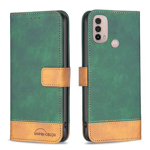 Custodia Portafoglio In Pelle Cover con Supporto B05F per Motorola Moto E40 Verde