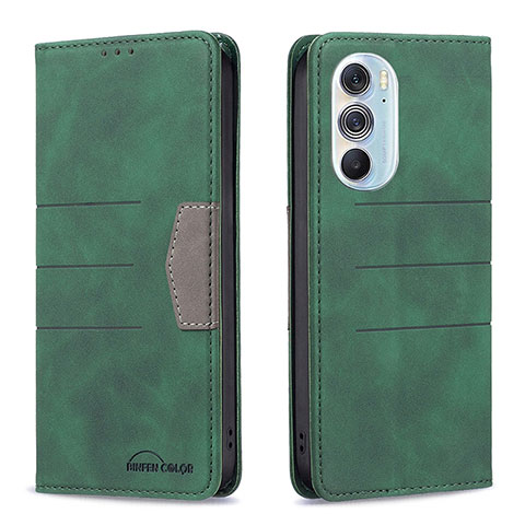 Custodia Portafoglio In Pelle Cover con Supporto B05F per Motorola Moto Edge 30 Pro 5G Verde