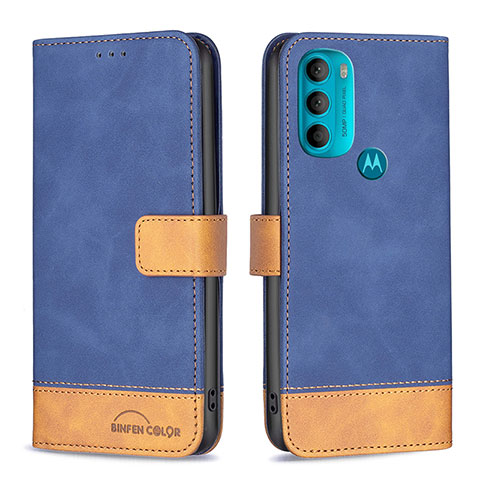 Custodia Portafoglio In Pelle Cover con Supporto B05F per Motorola Moto G71 5G Blu