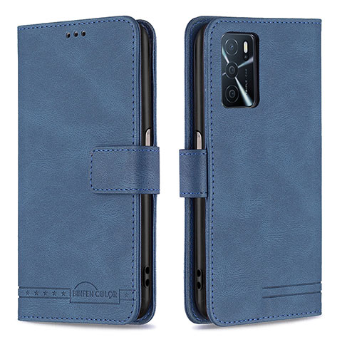 Custodia Portafoglio In Pelle Cover con Supporto B05F per Oppo A16s Blu