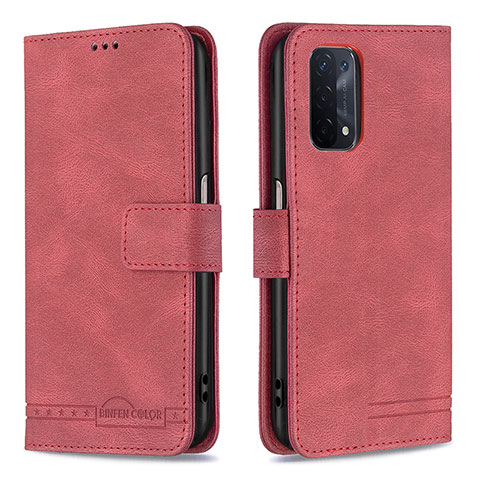 Custodia Portafoglio In Pelle Cover con Supporto B05F per Oppo A54 5G Rosso