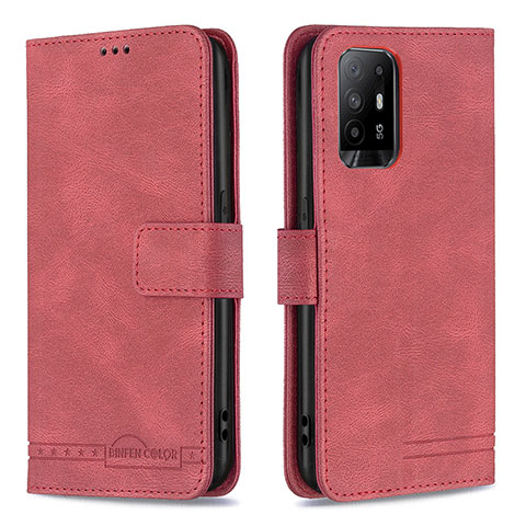 Custodia Portafoglio In Pelle Cover con Supporto B05F per Oppo A95 5G Rosso