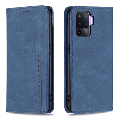 Custodia Portafoglio In Pelle Cover con Supporto B05F per Oppo F19 Pro Blu