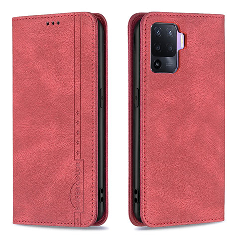 Custodia Portafoglio In Pelle Cover con Supporto B05F per Oppo F19 Pro Rosso