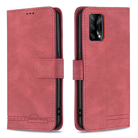 Custodia Portafoglio In Pelle Cover con Supporto B05F per Oppo F19 Rosso