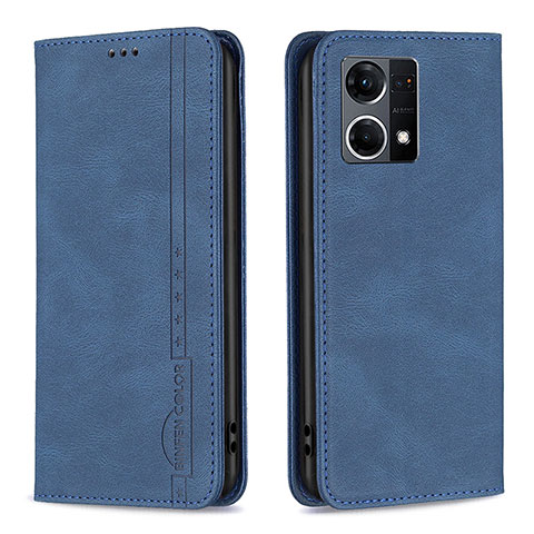 Custodia Portafoglio In Pelle Cover con Supporto B05F per Oppo F21 Pro 4G Blu