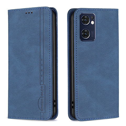 Custodia Portafoglio In Pelle Cover con Supporto B05F per Oppo Find X5 Lite 5G Blu