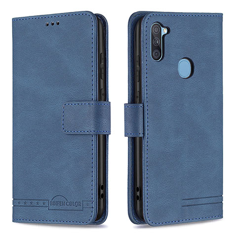 Custodia Portafoglio In Pelle Cover con Supporto B05F per Samsung Galaxy A11 Blu