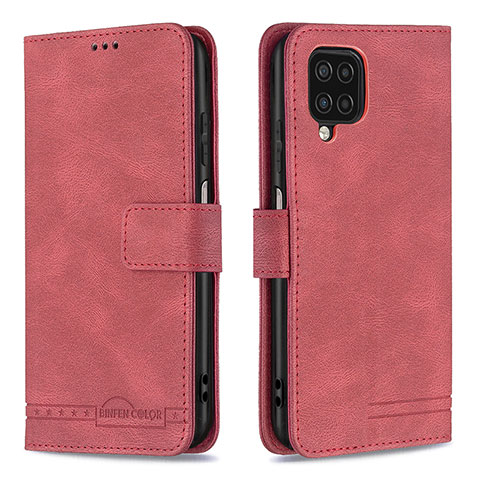 Custodia Portafoglio In Pelle Cover con Supporto B05F per Samsung Galaxy A12 5G Rosso